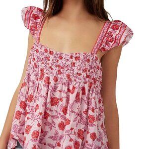 Free People Nala Floral Babydoll Top in Lilac Combo Size XS